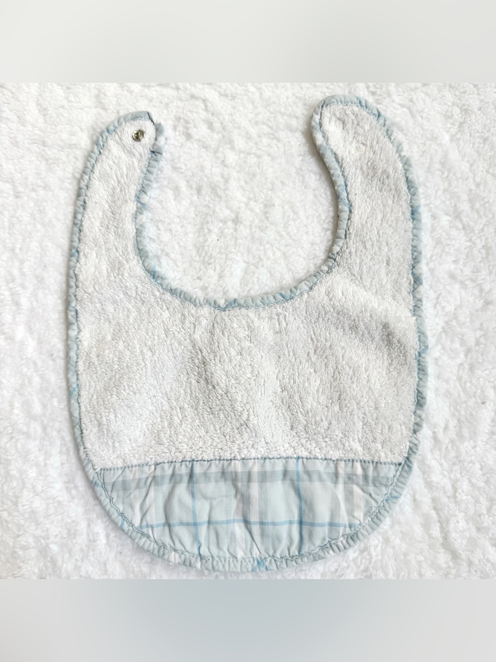 Burberry Baby Bib Infant Boy Unisex Nova Check Blue Cotton Unisex Girl Towel